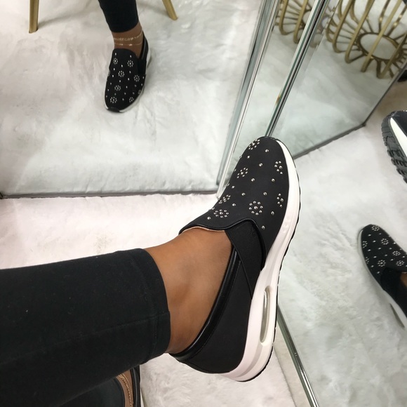 Slip On Embellished Sneakers in Black - Picture 3 of 8